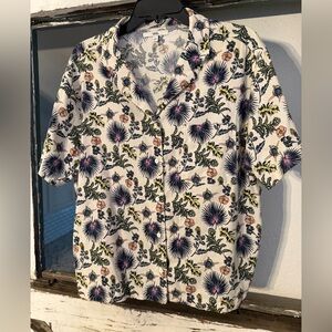 Vans Floral Thistle Print Button-Up Shirt Women’s Large Streetwear Summer